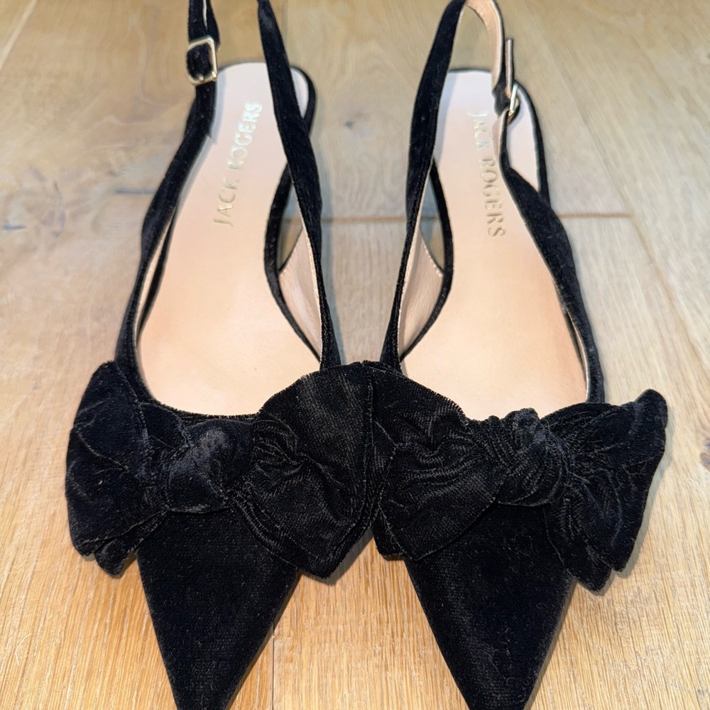 Jack Rogers Black Velvet Slingback Heels